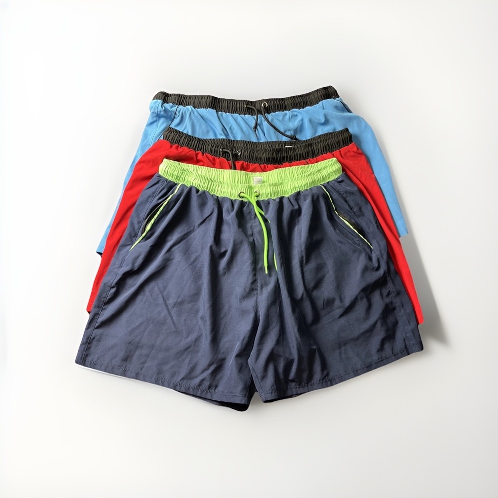 SILKWORLD Mens Swim Trunks Quick Dry Beach Shorts Lot of 3 Blue Red Navy Sz 2XL